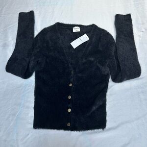 NWT Abercrombie & Fitch Soft AF Collection Fuzzy Cardigan - Black - XS